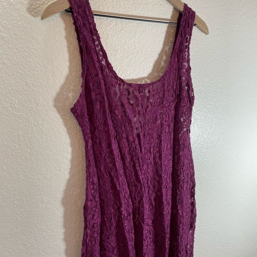 Vintage Val Mode Made in USA Magenta Lace Lingerie Dress Sexy Stretchy Size M/L - Picture 5 of 8